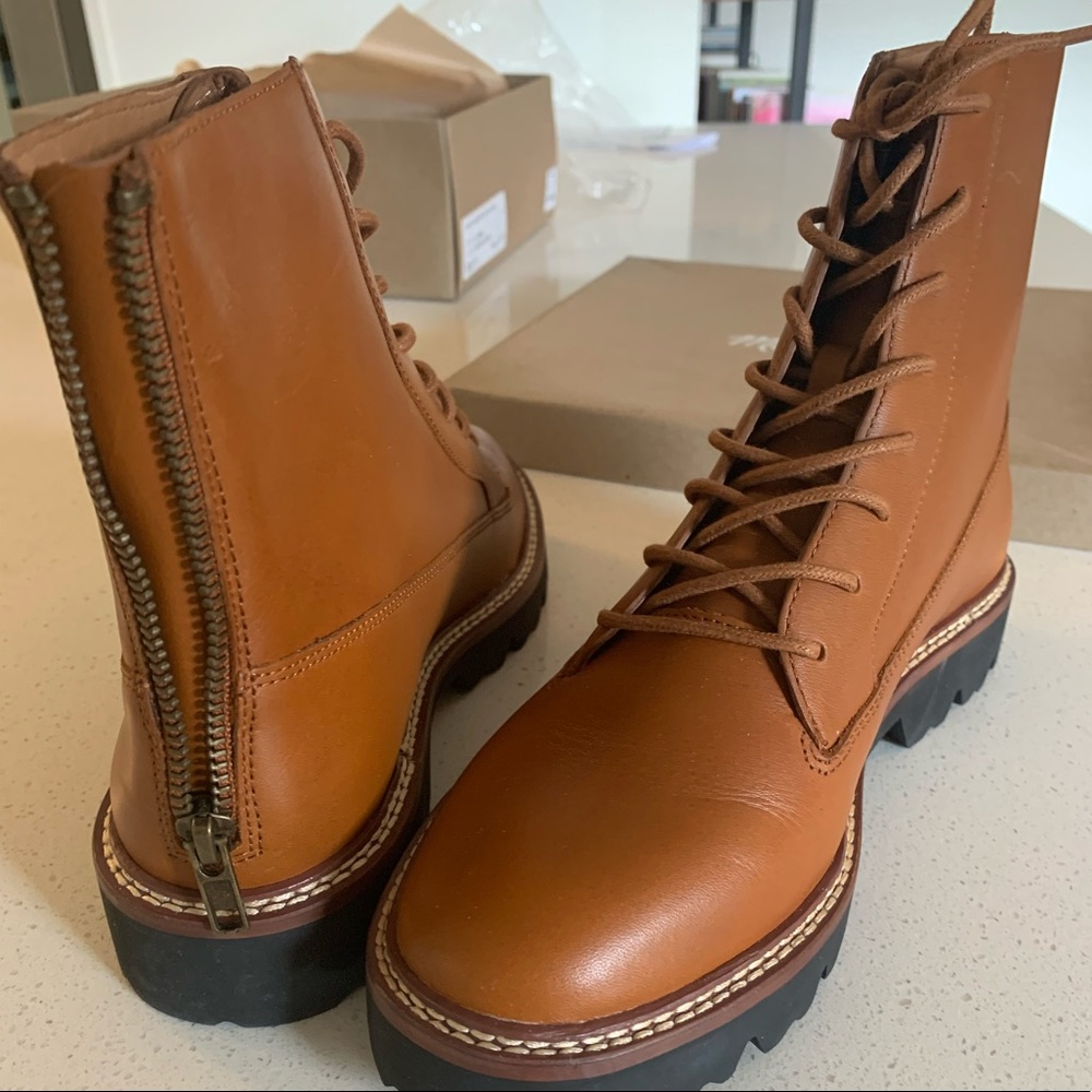 Madewell Lace-up Lugsole boot in leather